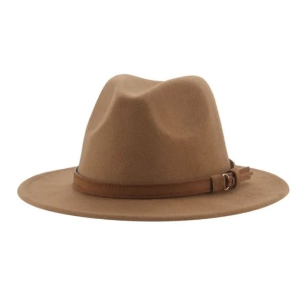 Wide Brim Fedora Hat with Brown Belt - Image 7