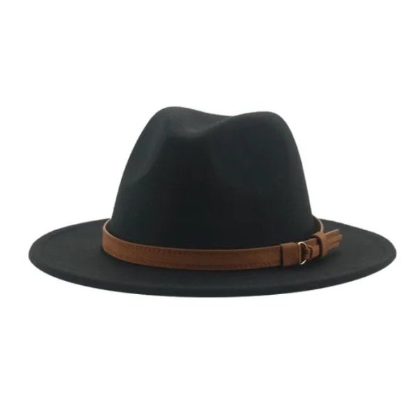 Wide Brim Fedora Hat with Brown Belt - Image 5