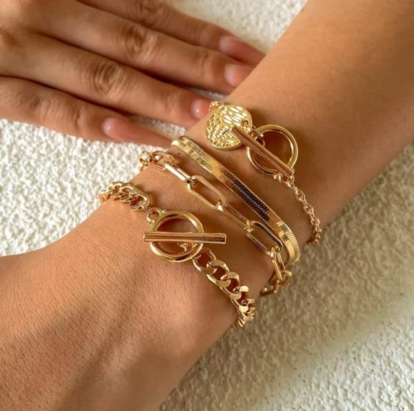 4 piece Gold Bracelet Set